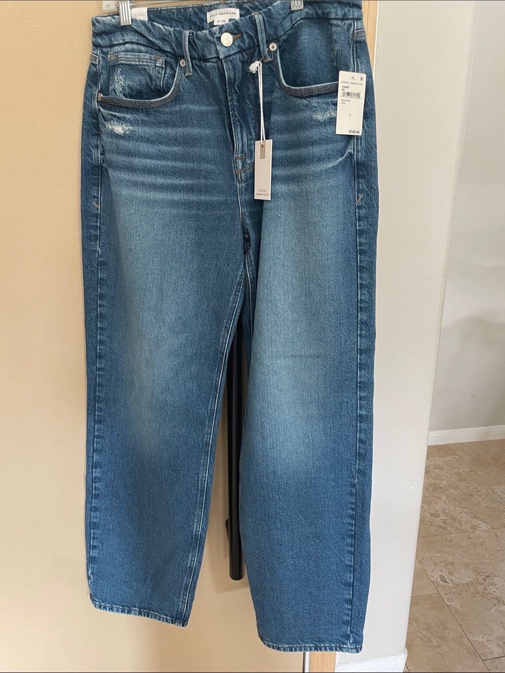 Good American Straight Leg Blue Jeans